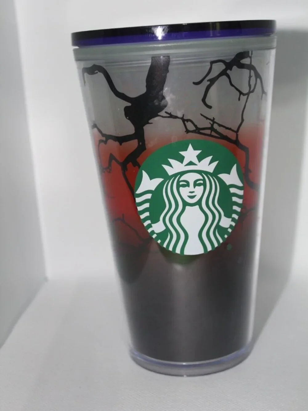Starbucks Halloween 2022 Glow In The Dark 16 oz Cup Raven's Perch NO STRAW